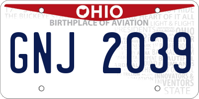 OH license plate GNJ2039
