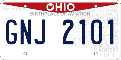 OH license plate GNJ2101