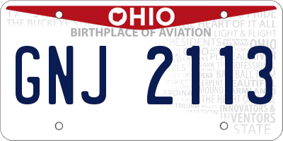 OH license plate GNJ2113