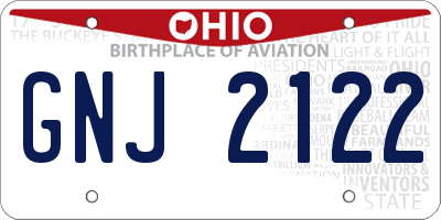 OH license plate GNJ2122