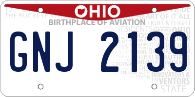 OH license plate GNJ2139