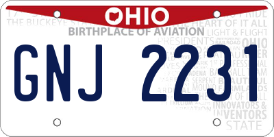 OH license plate GNJ2231