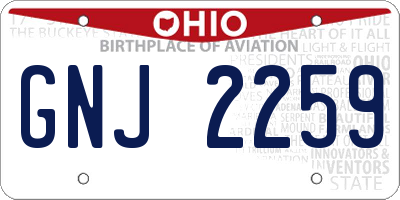 OH license plate GNJ2259