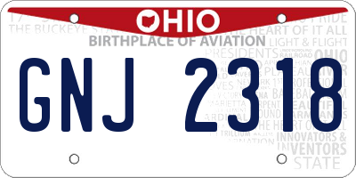 OH license plate GNJ2318