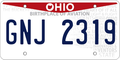 OH license plate GNJ2319
