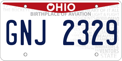 OH license plate GNJ2329