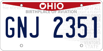 OH license plate GNJ2351