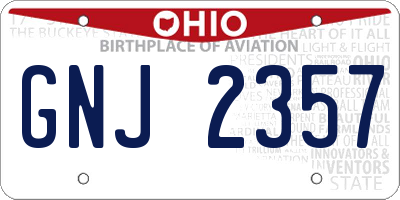 OH license plate GNJ2357