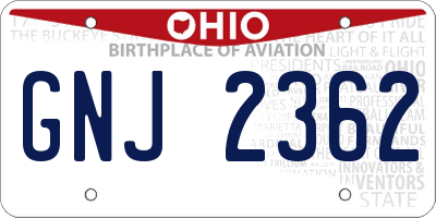 OH license plate GNJ2362
