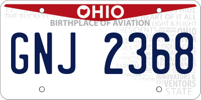 OH license plate GNJ2368