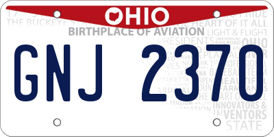 OH license plate GNJ2370