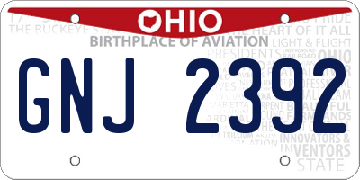 OH license plate GNJ2392
