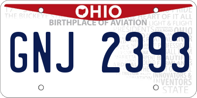 OH license plate GNJ2393