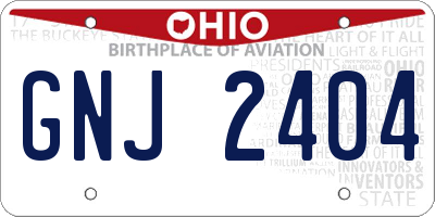 OH license plate GNJ2404