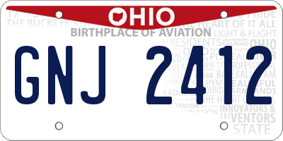 OH license plate GNJ2412
