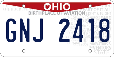 OH license plate GNJ2418