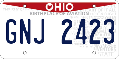 OH license plate GNJ2423