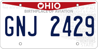 OH license plate GNJ2429