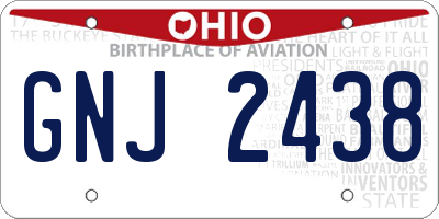 OH license plate GNJ2438