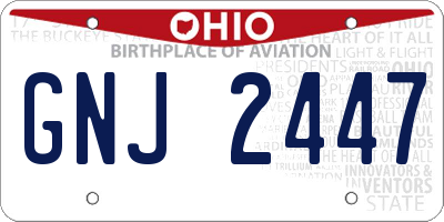 OH license plate GNJ2447