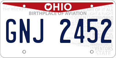 OH license plate GNJ2452