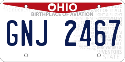 OH license plate GNJ2467