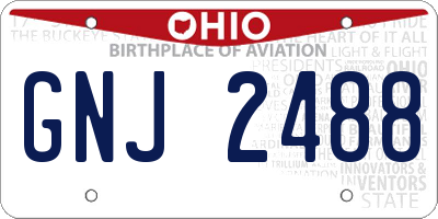 OH license plate GNJ2488