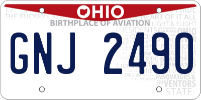 OH license plate GNJ2490