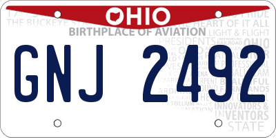 OH license plate GNJ2492