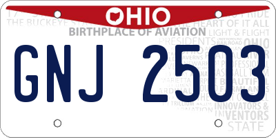 OH license plate GNJ2503