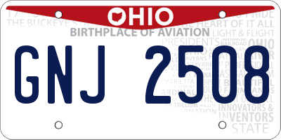 OH license plate GNJ2508