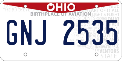 OH license plate GNJ2535