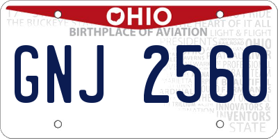 OH license plate GNJ2560