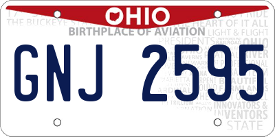 OH license plate GNJ2595