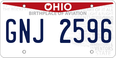 OH license plate GNJ2596