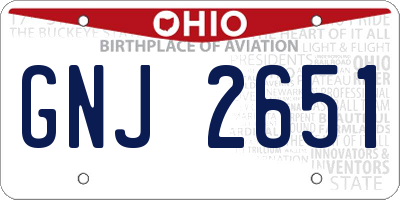 OH license plate GNJ2651