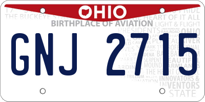 OH license plate GNJ2715