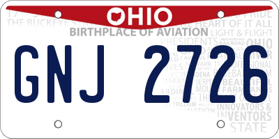 OH license plate GNJ2726