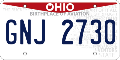 OH license plate GNJ2730