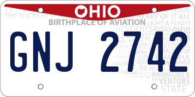 OH license plate GNJ2742