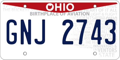 OH license plate GNJ2743