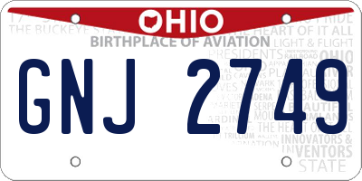 OH license plate GNJ2749