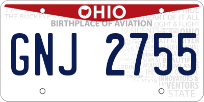 OH license plate GNJ2755