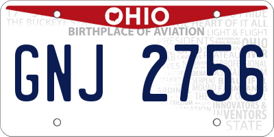 OH license plate GNJ2756