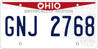 OH license plate GNJ2768