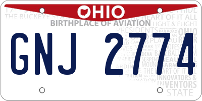 OH license plate GNJ2774