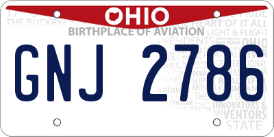 OH license plate GNJ2786
