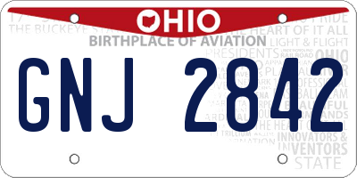 OH license plate GNJ2842