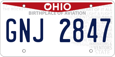 OH license plate GNJ2847