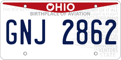 OH license plate GNJ2862